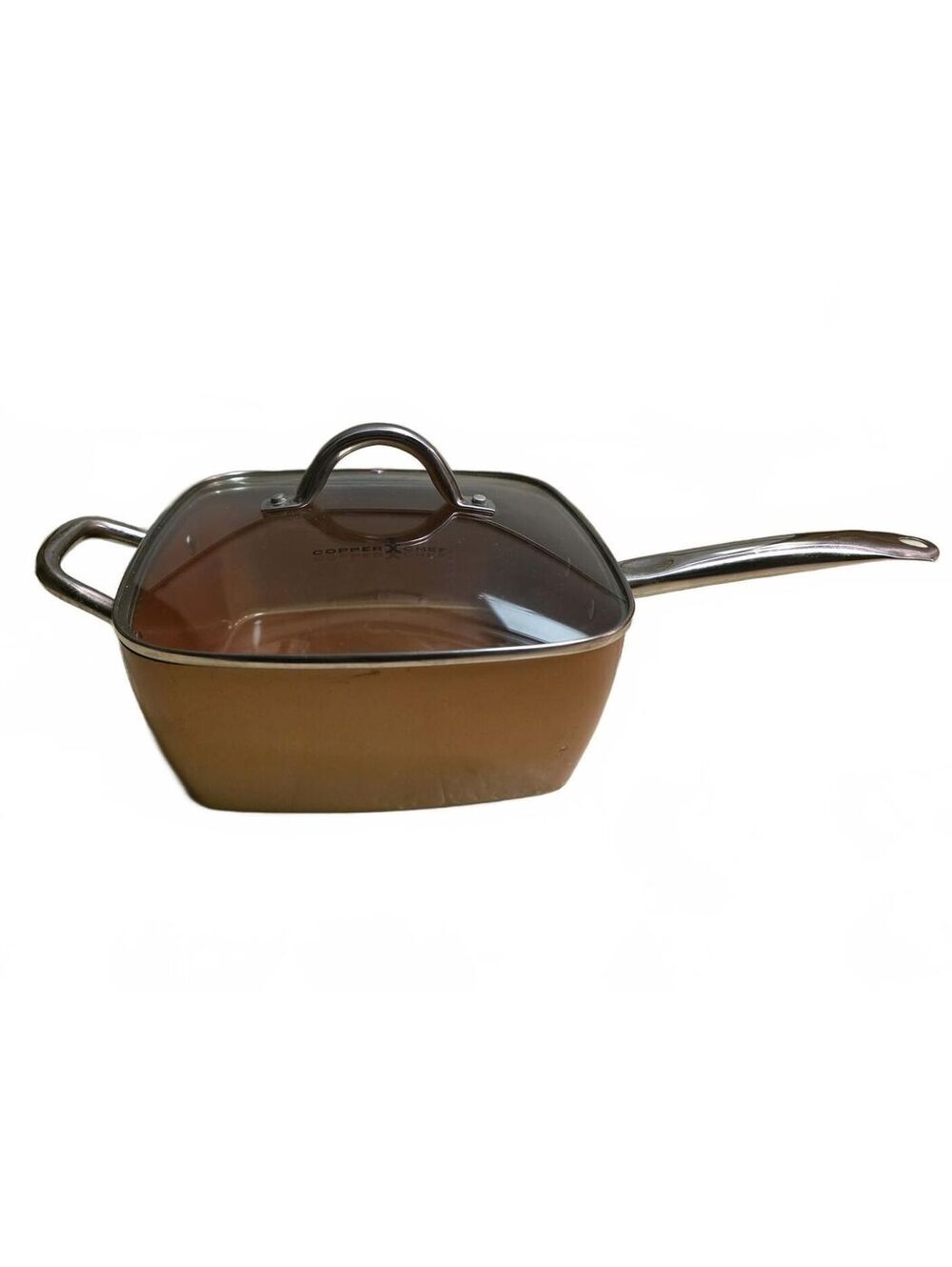 Copper Chef 9.5" Deep Square Pan Skillet Multi-Cooker Vented Glass Lid